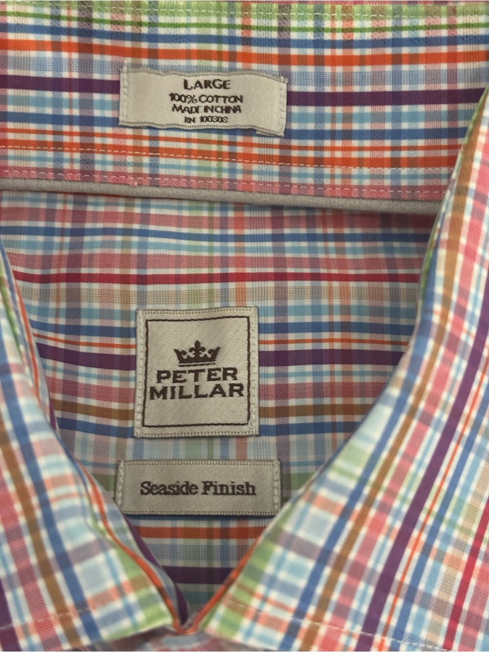 Peter Millar Seaside Finish Button Down, Large